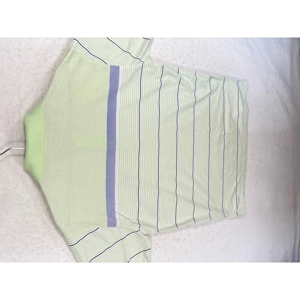 Vintage Ralph Lauren Polo Shirt Mens XL Lime Green Striped Short Sleeve Y2K